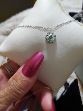 AUTHENTIC SOLID STERLING SILVER EMERALD MAY BIRTHSTONE CZ NECKLACE GIFT BOX🎁BAG